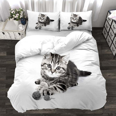 Juego de Edredón Estampado con Gatos y Perros Realistas de 3 Piezas - Image 4