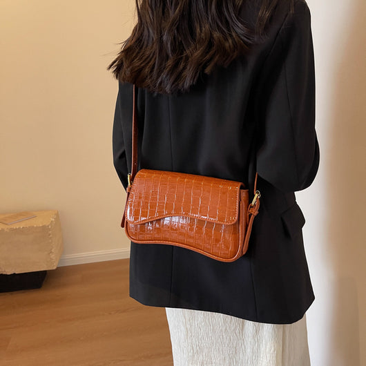 Bolso de Hombro Mujer Cuero PU Patrón Piedra con Hebilla Metálica - Image 3