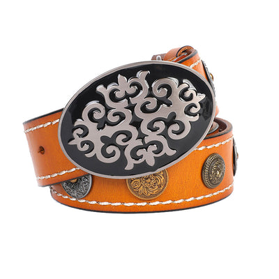 Cinturón de Cuero para Hombre con Hebilla Lisa y Elegante - Image 9