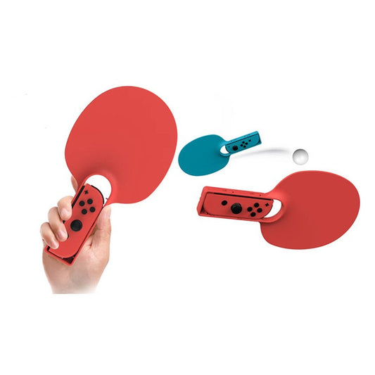 Blue and red table tennis racket grips for Nintendo Switch Joy-Con controllers, with a white ping pong ball. - Image 2