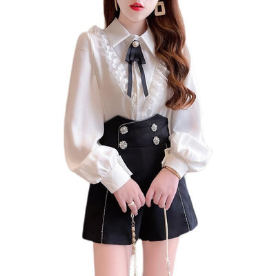Conjunto Elegante: Blusa Chiffon Temperamento + Pantalón Palazzo Detalles Metalizados - Image 10