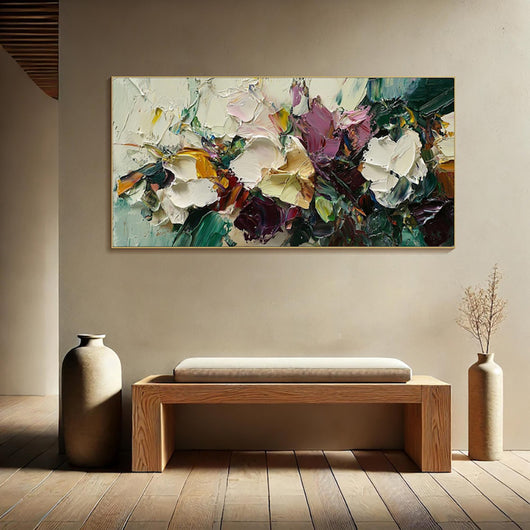 Cuadro de Flores al Óleo Pintado a Mano - Lienzo Artístico Decorativo para el Hogar - Image 3