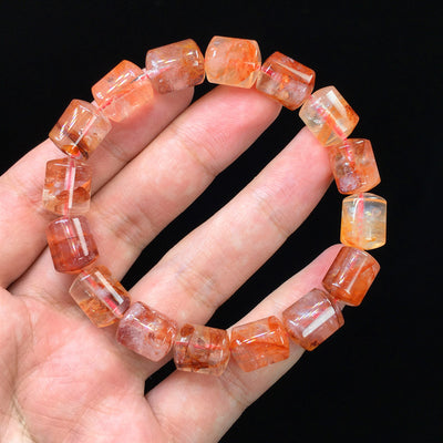 Pulsera de Cuarzo Fantasma con Flor de Pegamento Natural Rojo Brasileño - Image 7