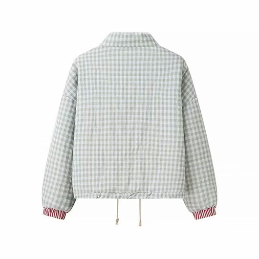 Abrigo Acolchado de Cuadros para Mujer - Calidez y Estilo - Image 4