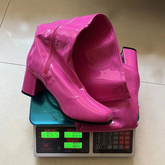 Botas Medianas de Cuero Charol con Tacón Grueso Elástico - Image 15