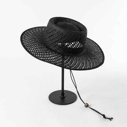 Sombrero de Paja Tejido con Encaje y Ala Ancha para Primavera y Verano - Image 2