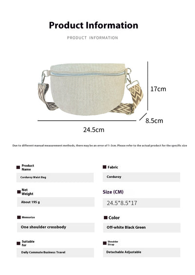 Bolso de Hombro Corduroy de Gran Capacidad para Mujer - Image 6