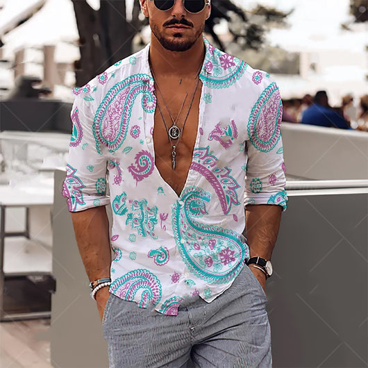 Camisa Estampada Suelta Talla Grande para Hombre - Image 8