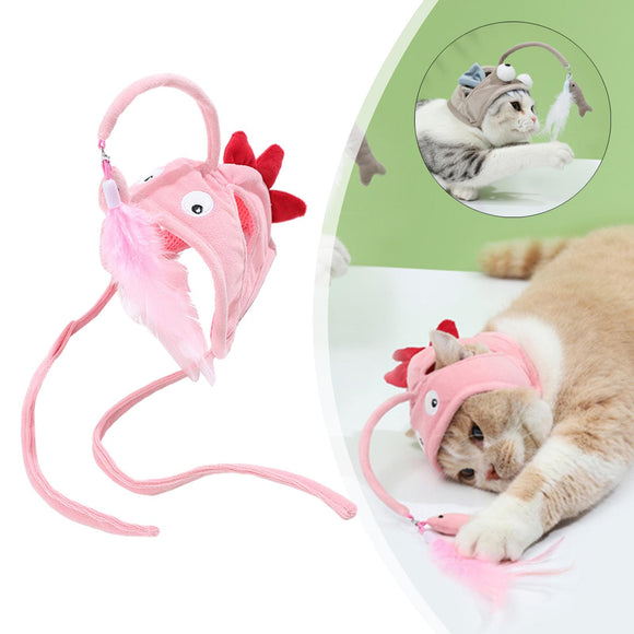 Juguete Interactivo para Gatos con Pluma y Varita - Gato de Ojos Grandes