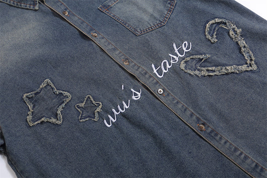 Camisa Denim Punk de Manga Corta para Hombre - Image 13