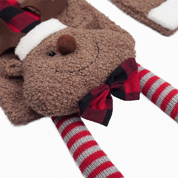 Warm Flannel Christmas Scarf with Reindeer Design