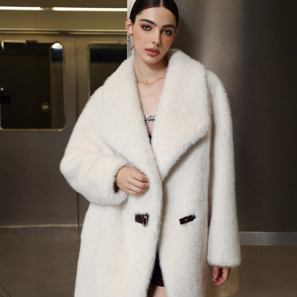 Chaqueta Casual de Cuello Abrigada con Pelaje para Mujer