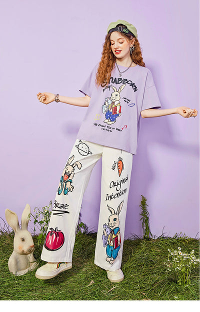 Pantalones Anchos de Cintura Alta con Estampado - Casual y Versátil - Image 4