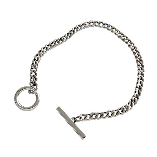 Pulsera Cadena Geométrica Retro con Anillo - Accesorios de Plata Moderna - Image 4