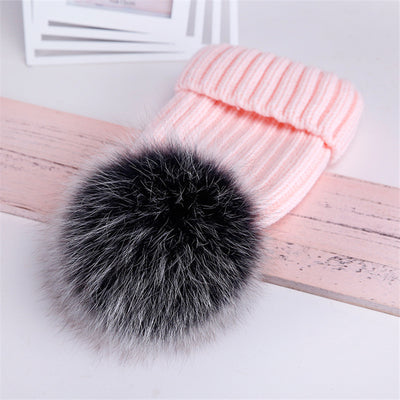 Gorro de Lana con Pompón de Piel Real de Mapache y Zorro - Image 10