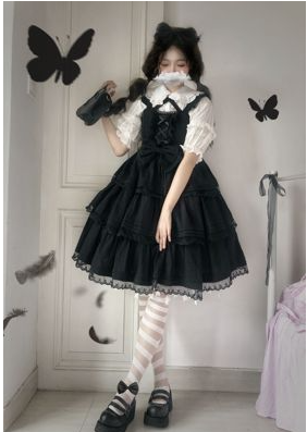 Vestido Lolita JSK Tirantes Colores Sólidos Estilo Sweet Hot Girl