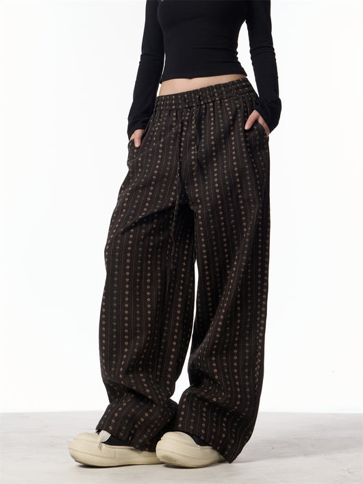 Pantalones Rectos Jacquard Retro Versátiles de Cintura Alta - Image 10