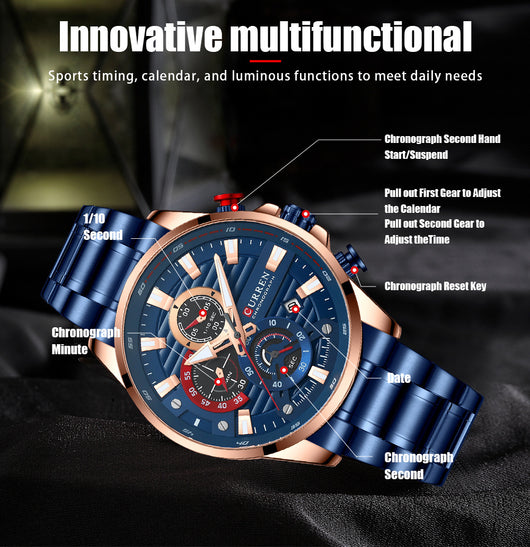 Reloj Deportivo de Acero Inoxidable con Seis Esferas - Cuarzo Precisión - Image 14