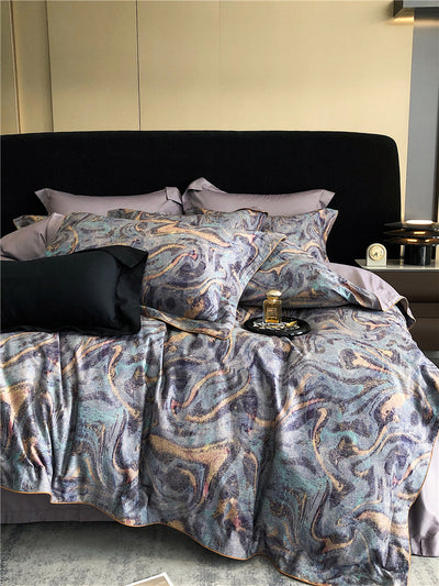 Juego de Cama de Algodón Pima de 4 Piezas Estampado - Image 12