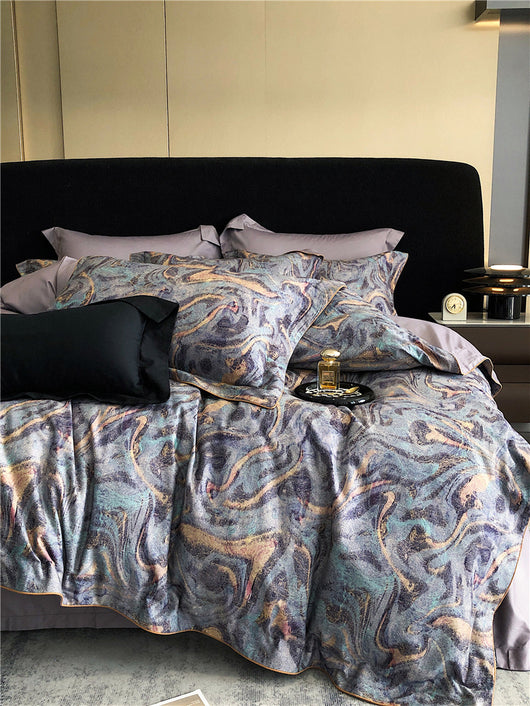 Juego de Cama de Algodón Pima de 4 Piezas Estampado - Image 12