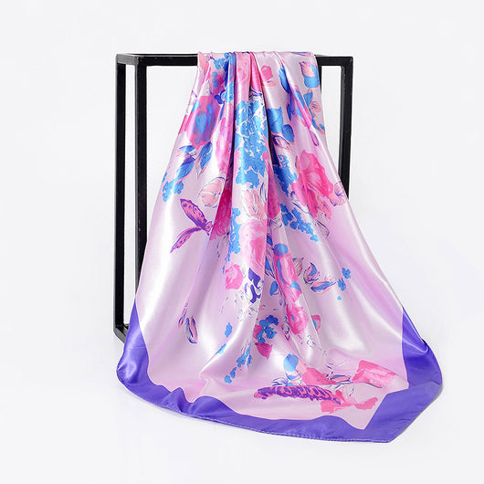 Pañuelo de Seda Satinada Elegante Multicolor Grande - Image 6