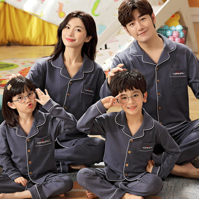 Pijamas Familiares de Algodón - Manga Larga Primavera Otoño