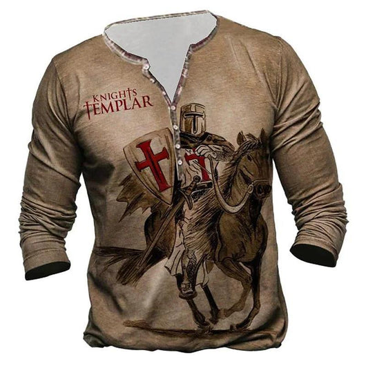 Camiseta Manga Larga para Hombre con Botones de Solapa Abierta e Impresión Digital - Image 12
