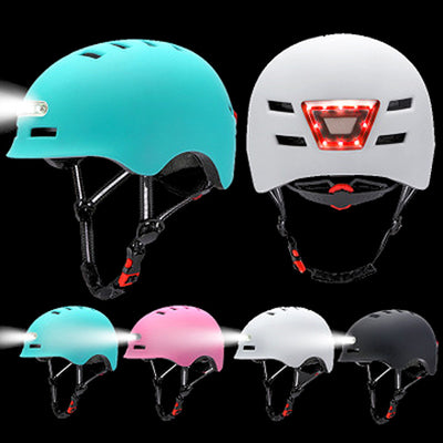 Casco de Ciclismo con Iluminación Frontal y Luz de Alerta Trasera