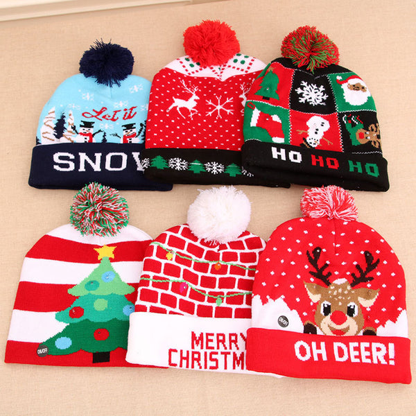 Gorro Navideño Tejido con Luz LED Multicolor