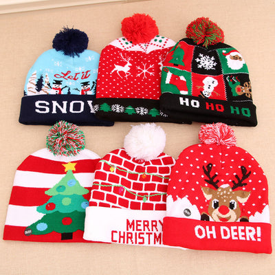 Gorro Navideño Tejido con Luz LED Multicolor