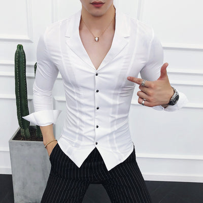 Camisa Manga Larga Clásica de Color Sólido para Hombre - Image 4