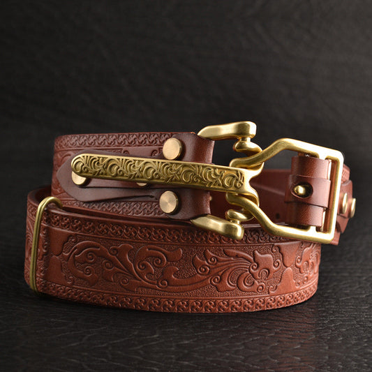 Cinturón de Cuero para Hombre con Patrón Tejido