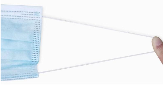 Light blue disposable face mask with ear loops, showing pleated design, against a white background. - Image 12