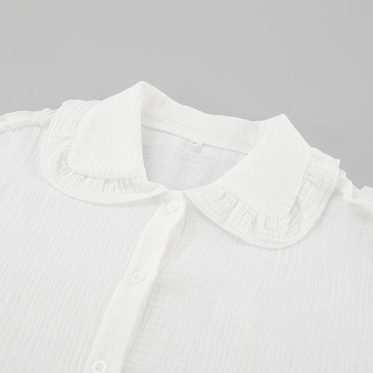Blusa Larga de Encaje Suelta con Manga Larga para Mujer - Image 11