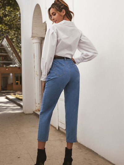 Pantalón Denim Cintura Alta Versátil para Mujer - Image 8