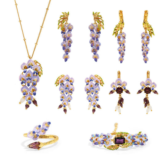 Collar con Aretes de Flor de Glicina - Accesorios de Lujo Minimalista - Image 2