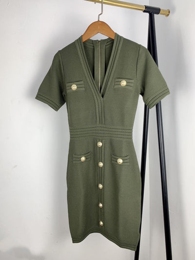 Vestido Ajustado de Punto con Manga Corta Realzador - Image 7