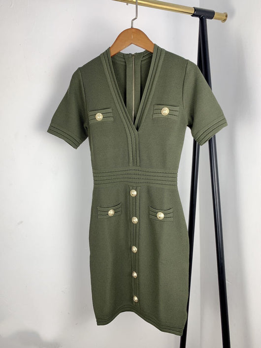 Vestido Ajustado de Punto con Manga Corta Realzador - Image 7