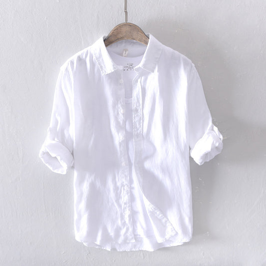 Camisa de Lino Blanca Manga Larga para Hombre