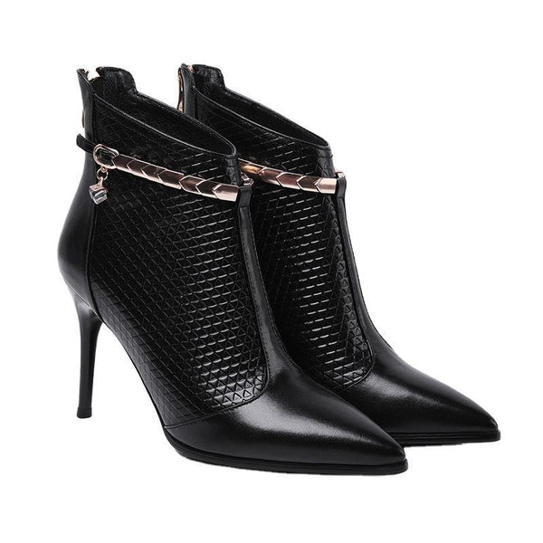 Botas Cortas de Tacón Stiletto Puntiagudo para Mujer