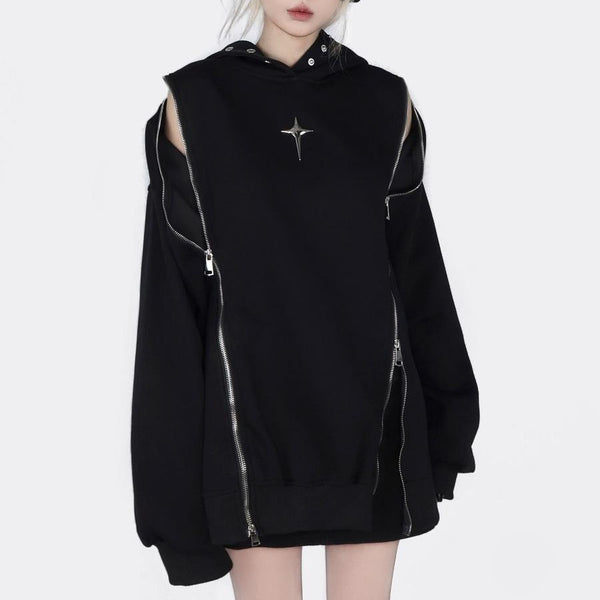 Sudadera con Capucha y Hombros Descubiertos