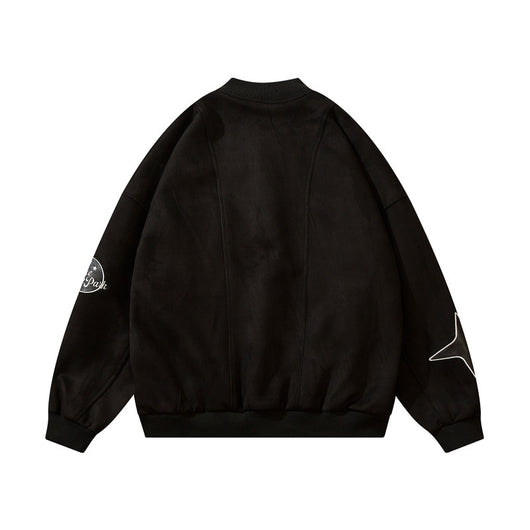 Chamarra Suede Oversize Estilo Universitario para Mujer - Image 20