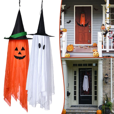 Decoración Halloween: Adornos Calabaza y Fantasmita con Sombrero