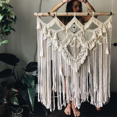 Tapiz Bohemio Tejido a Mano con Borlas - Decoración Nórdica Grande para Pared - Image 4