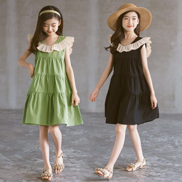 Vestido Combinado con Chaleco y Falda Larga Estilo Loto