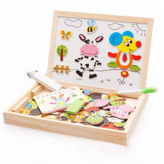 Pizarra Magnética Doble Cara con Puzzle 3D - Tablero de Dibujo Infantil Farm Mania - Image 6