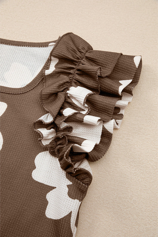 Blusa Floral Fruncida de Manga Corta Estilo Europeo y Americano - Image 9