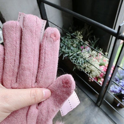 Guantes Cálidos con Moño y Pompón de Pelaje - Image 10