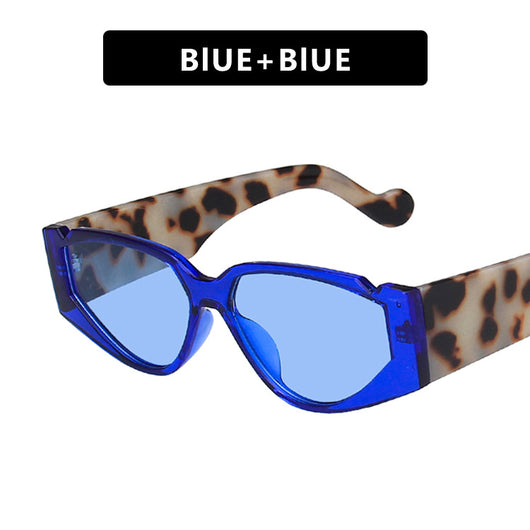 Vintage triangle notch sunglasses with brown lenses and leopard print frames and temples. - Image 6