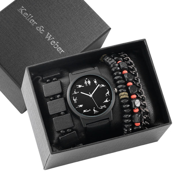 Conjunto de Regalo Reloj de Moda para Hombre con Pulsera Cuarzo